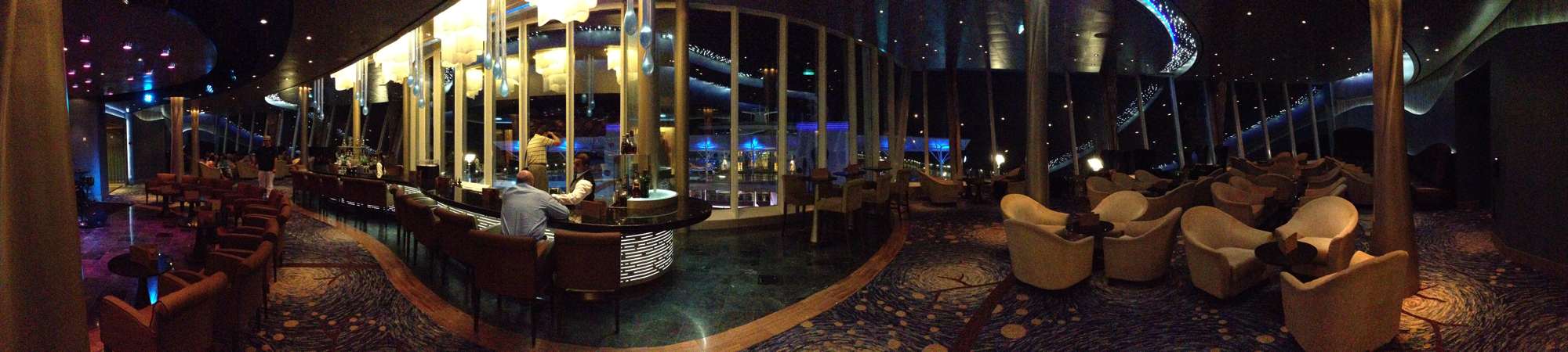 The Viking Crown lounge at night has n entirely different feel