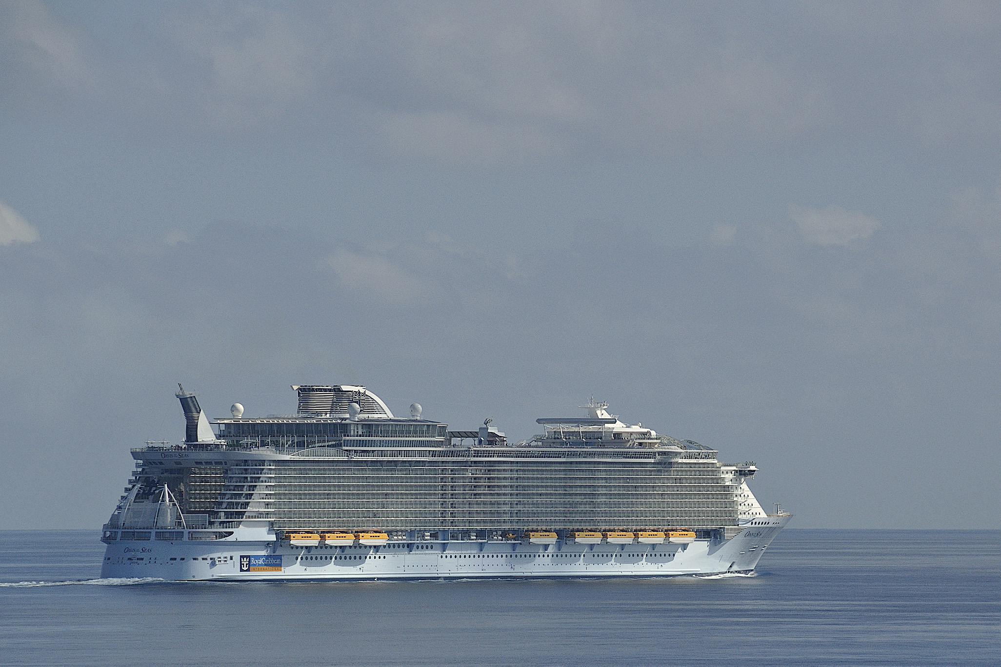 Oasis of the Seas from the deck of the navigator of the Seas on her inaugural sailing from Fort Lauderdale