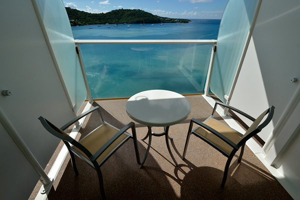 The balcony of Cabin 10 194 D1; it is slighter deeper than the standard balcony