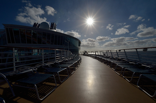 The upper sun decks at sunset