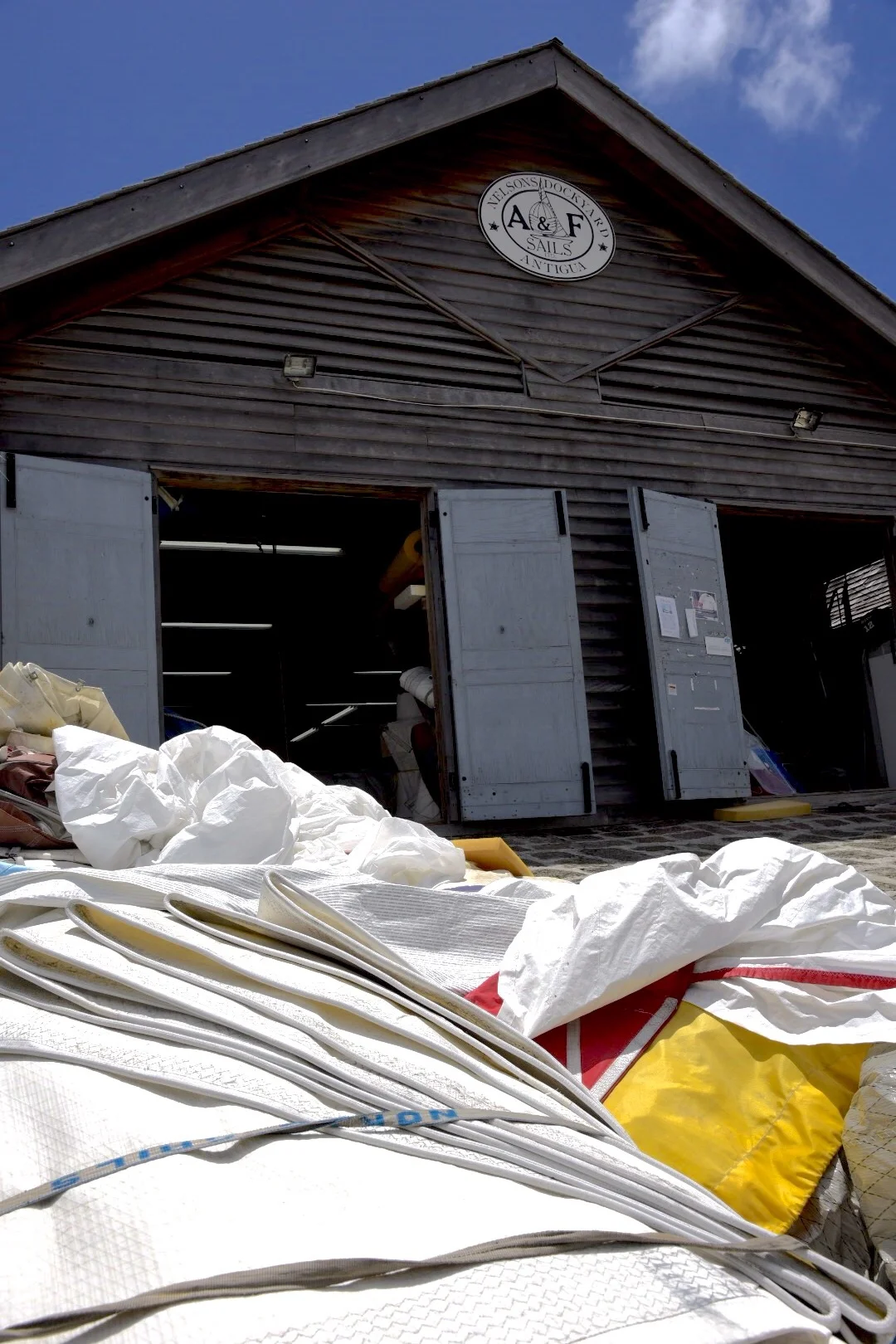 An active sail repair shop located in the dockyard