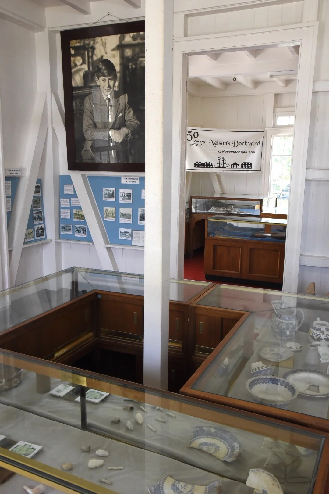 Artifacts and displays at the museum at the Nelsons Dockyard