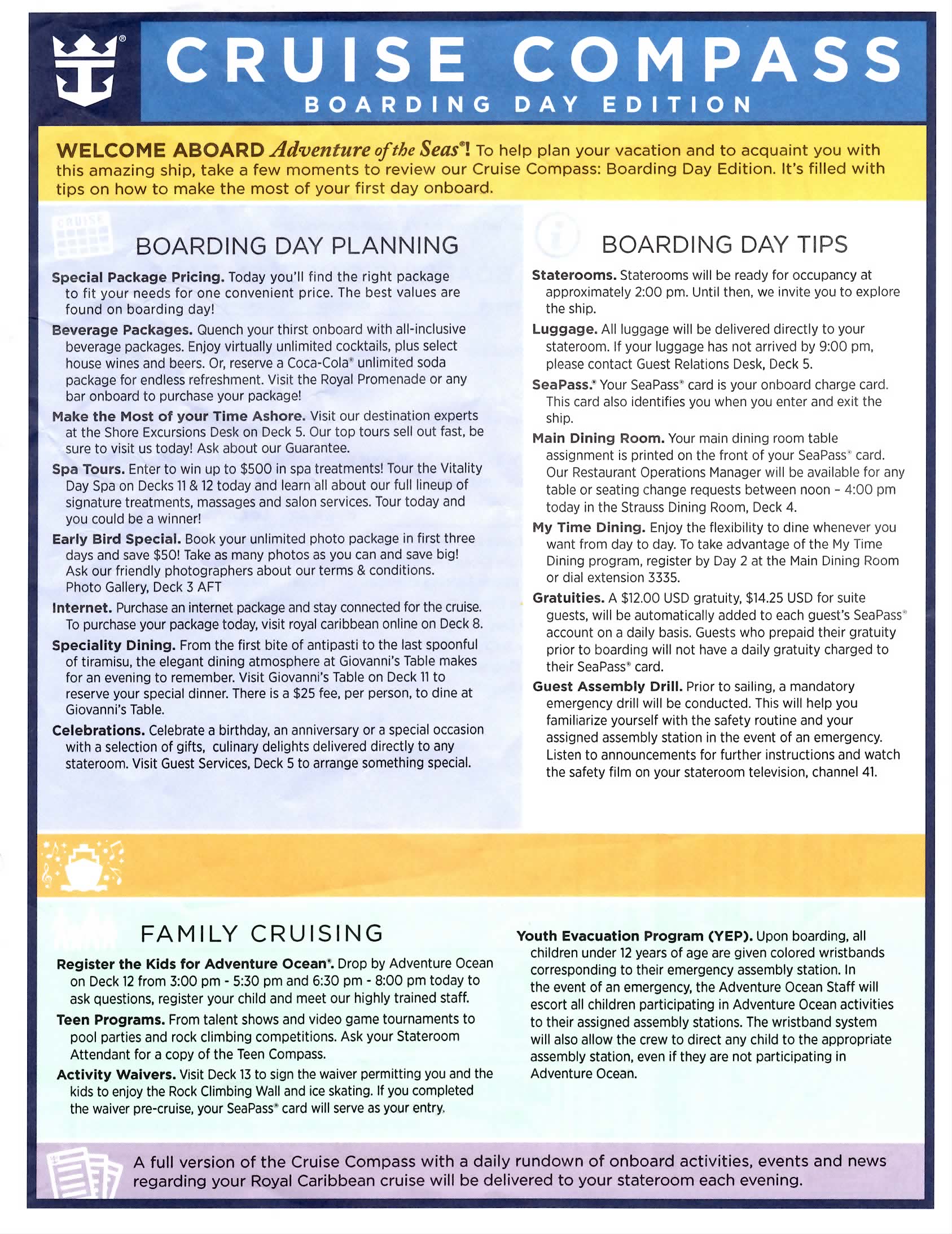 Allure Of The Seas Cruise Compass - Cruise Gallery