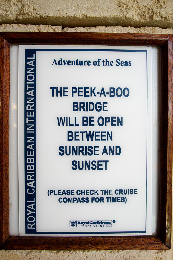 Note in Solarium on the way to Peek A Boo Bridge