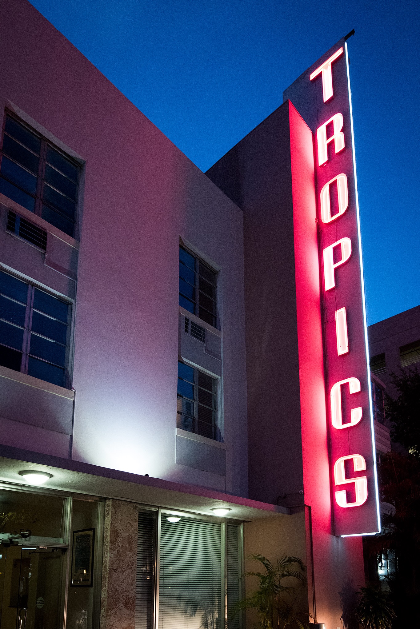 Plenty of colorful neon decorates the Art Deco buildings in South Beach.