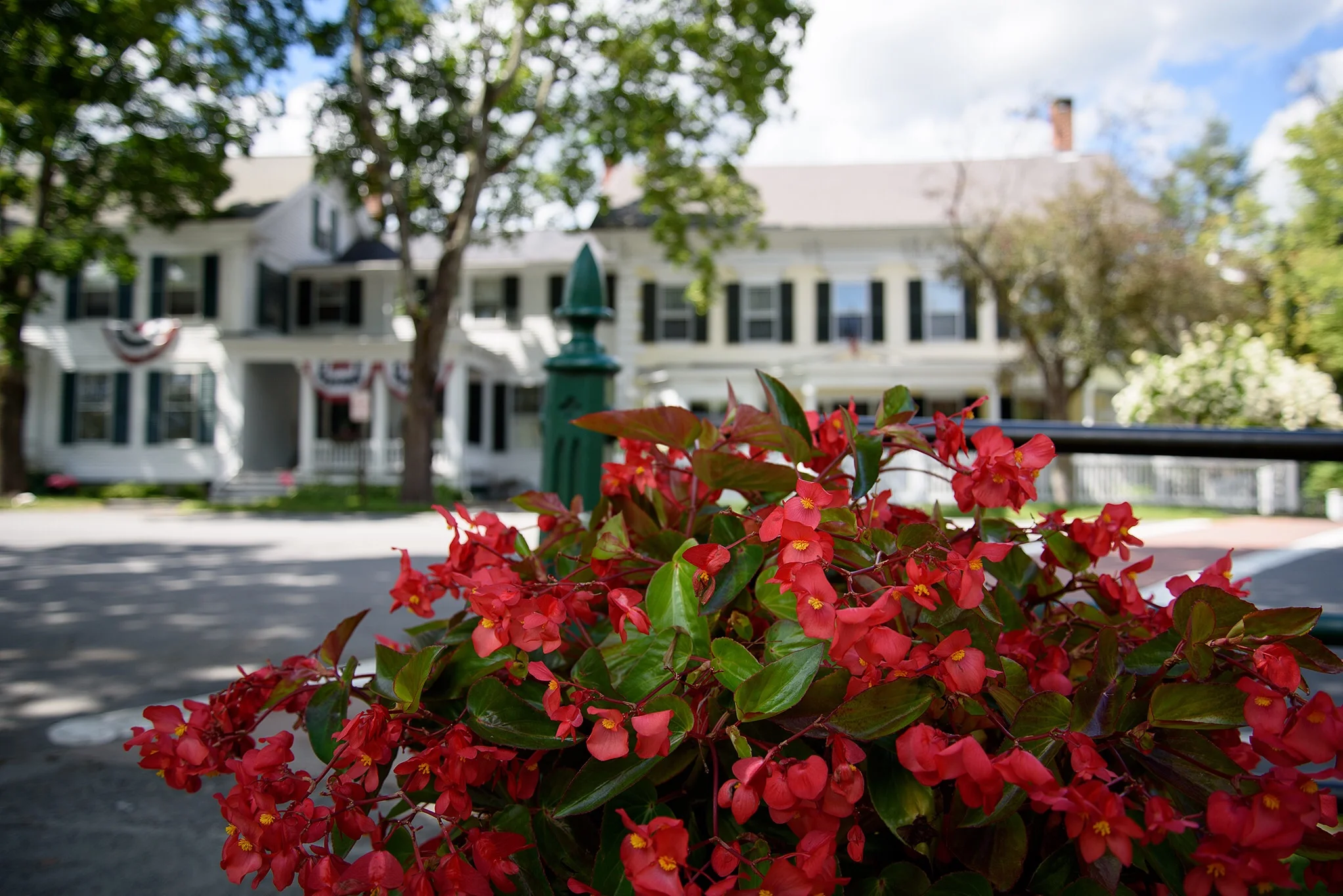 Beautiful private homes line the Green in Woodstock Center