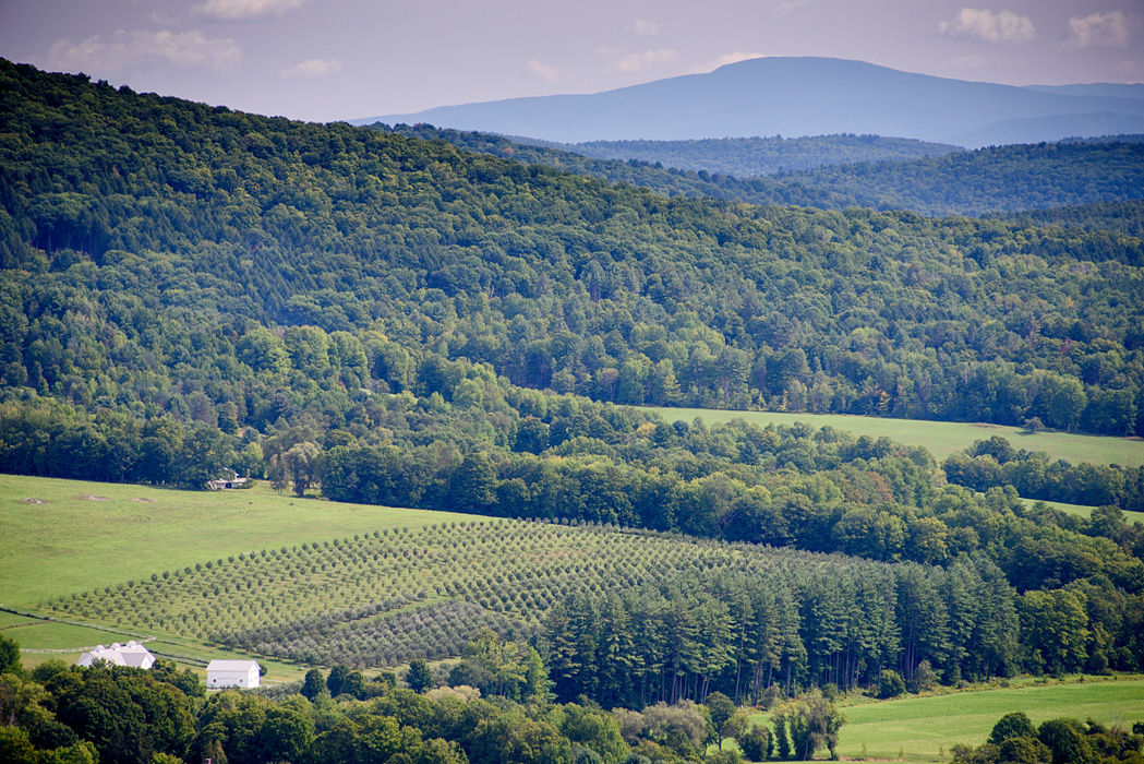 Trails open to fields, farms and distant mountain views