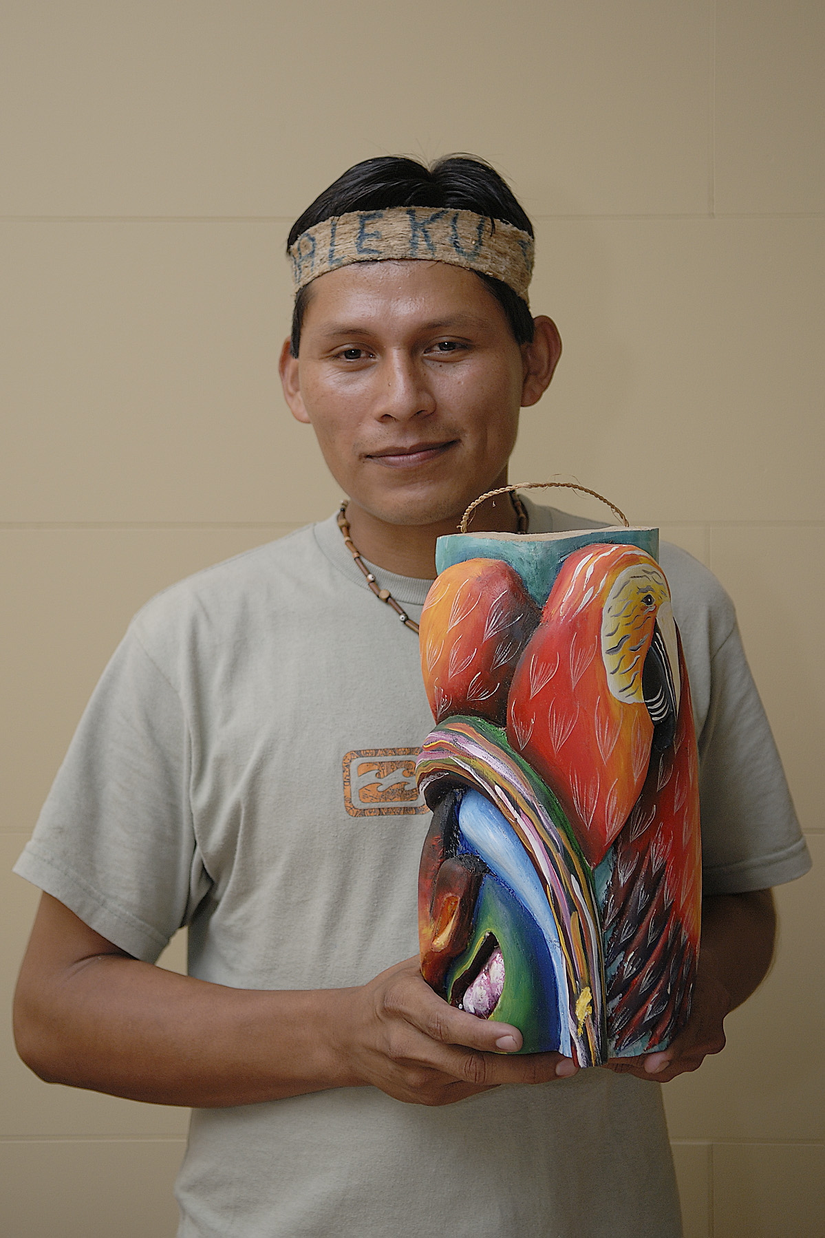 A native Costa Rican with his painted art work.