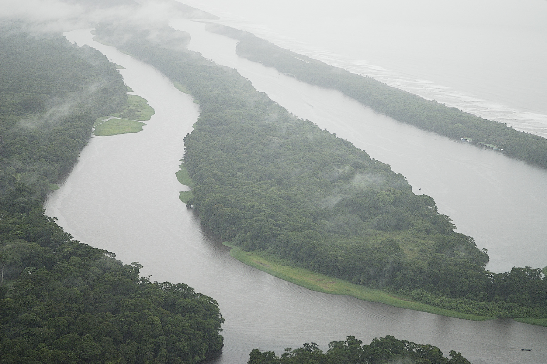 The rough Caribbean coast (on the right of photo) is not a beach destination for people, but for millions of years, sea turtles hatch and return to lay their eggs here. The "tourist attraction" is the huge network of canals that serves as the main arteries of the area and are teaming with wildlife.