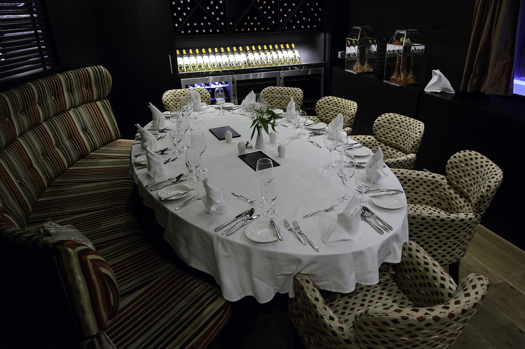 One of two small dining rooms with tables for groups or special events