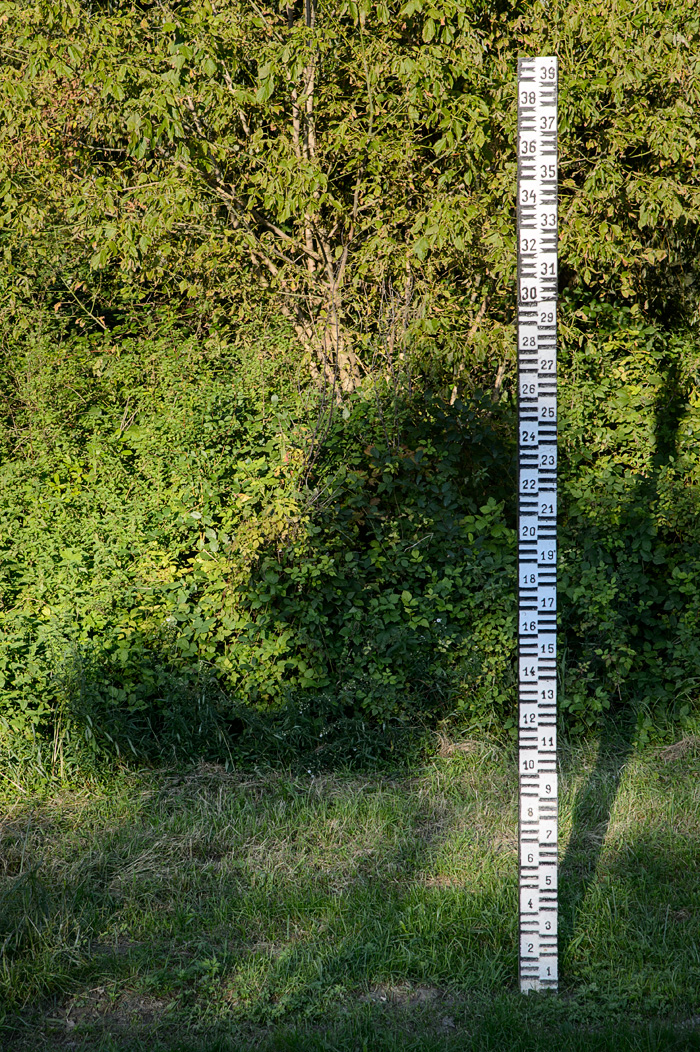 A measuring stick in Mohacs along the Danube River shows how high the flooding can get!