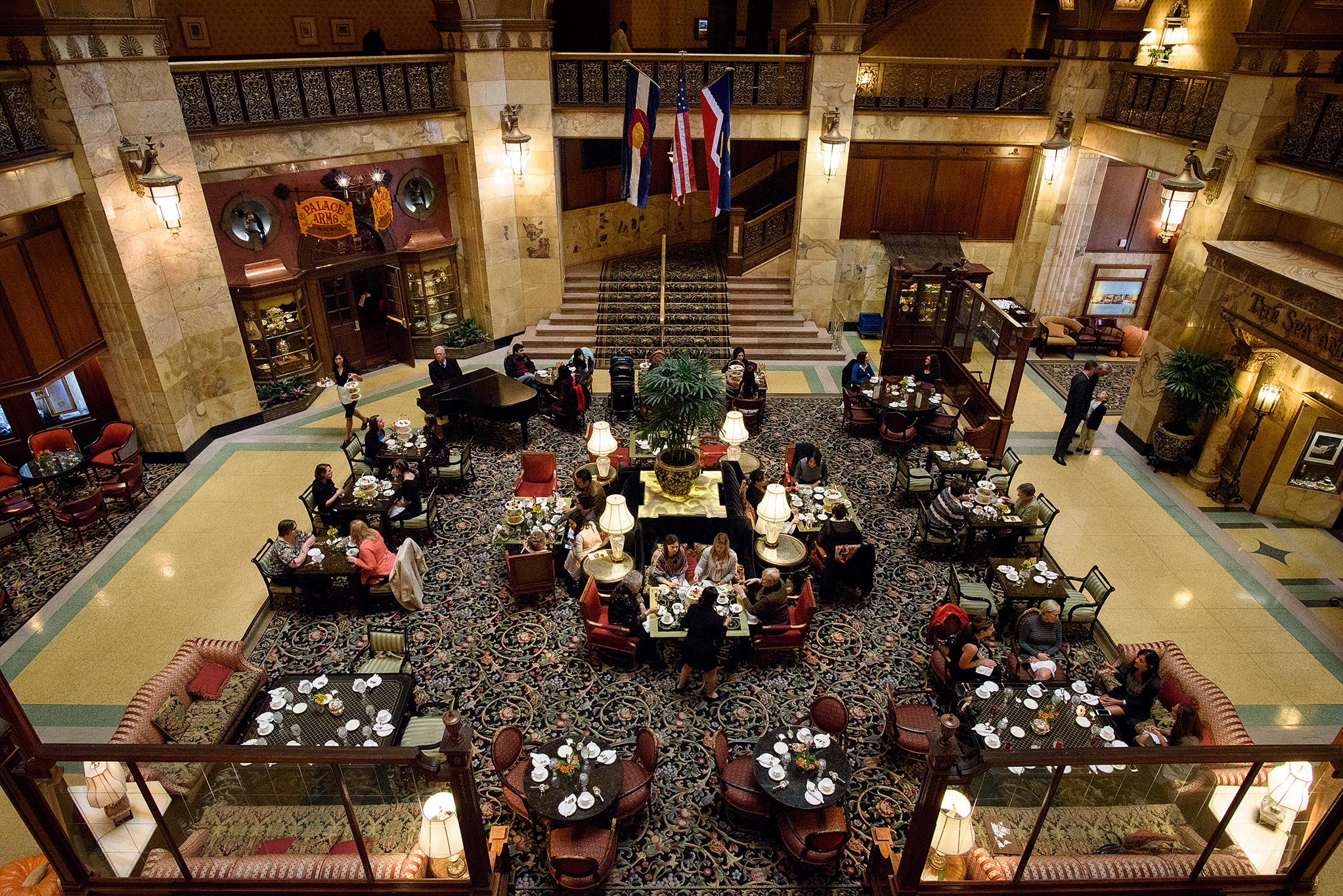 Champagne Brunch served in the spacious atrium lobby of the Brown Palace Hotel