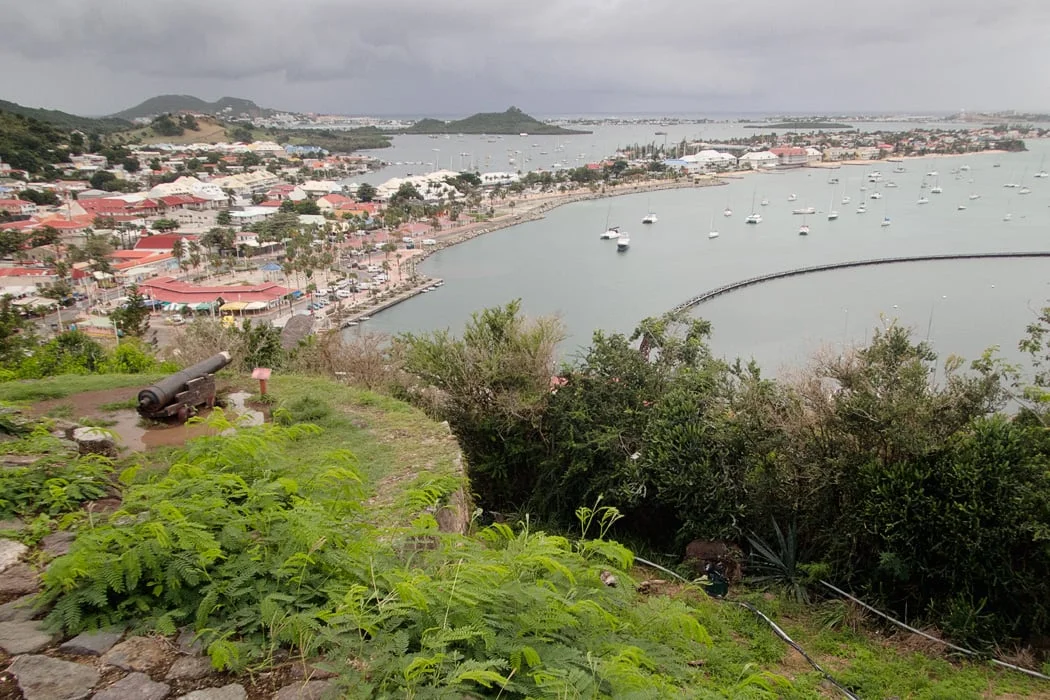 View over Marigot from Fort St Louis