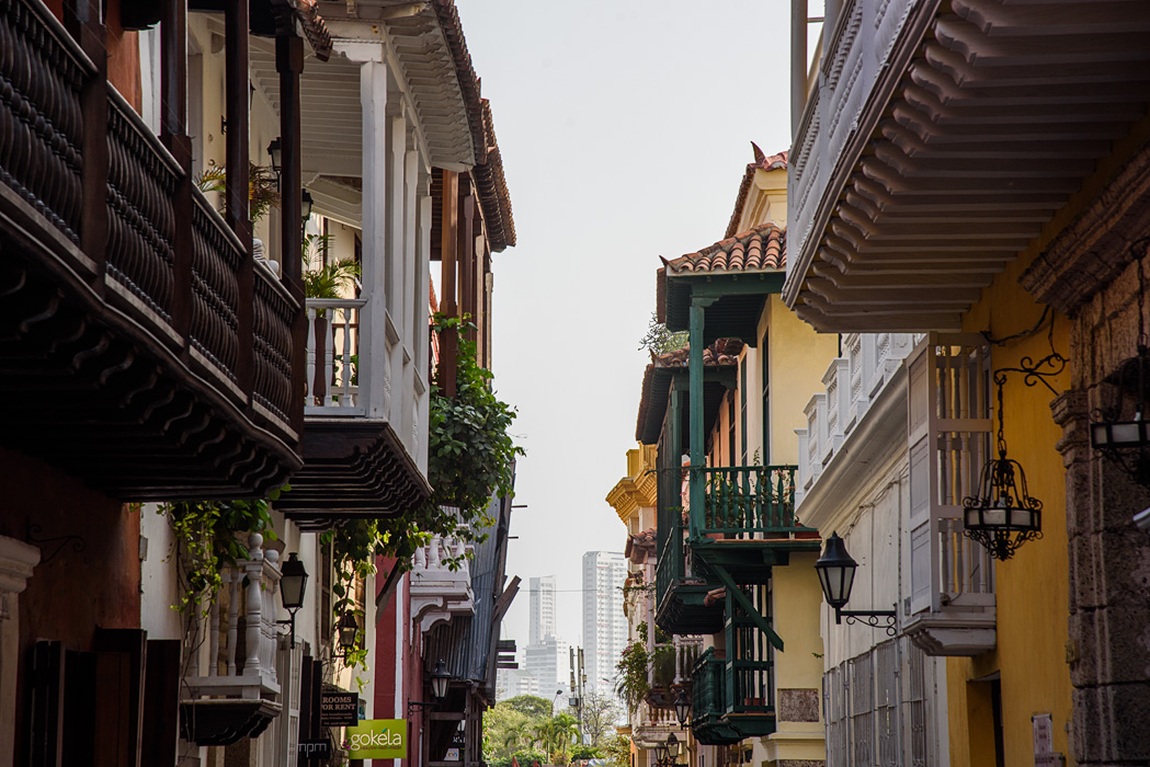 Old Colonial Cartagena with the modern city in the background.