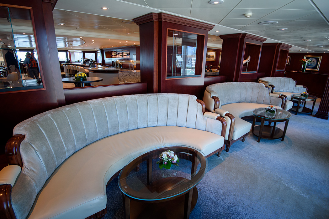 Sitting area in the Living Room facing the port side (starboard side is a card room and online room)