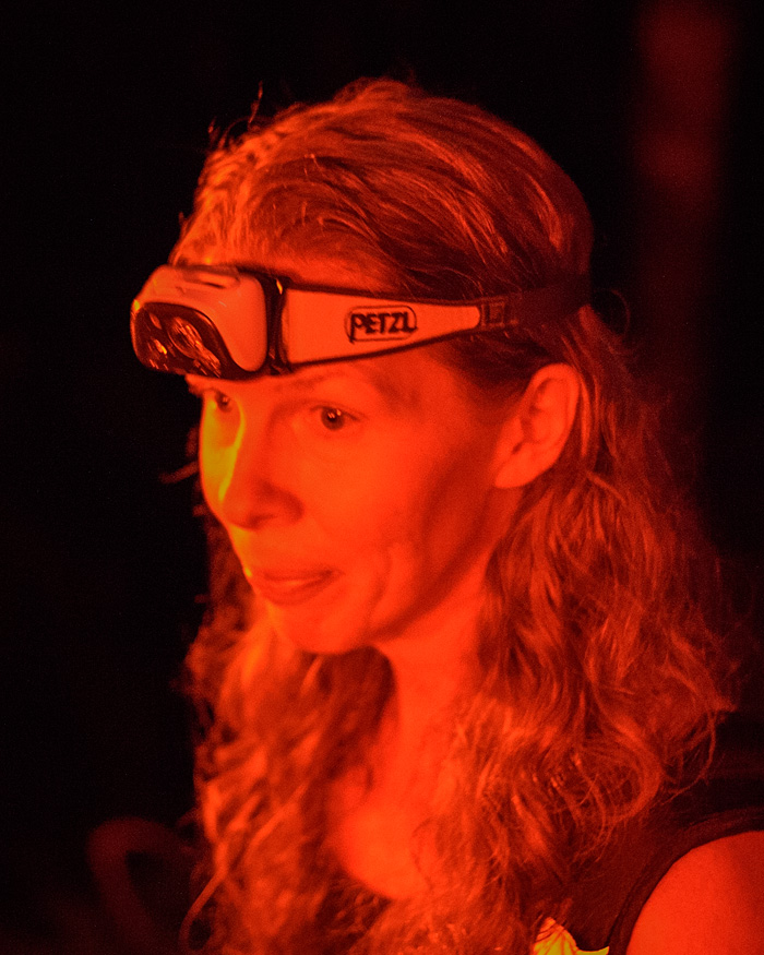Tracie and her partner John led our hike. we all wore headlamps which we turned to "red" when we stopped to not blind ourselves or the creatures we were seeing.