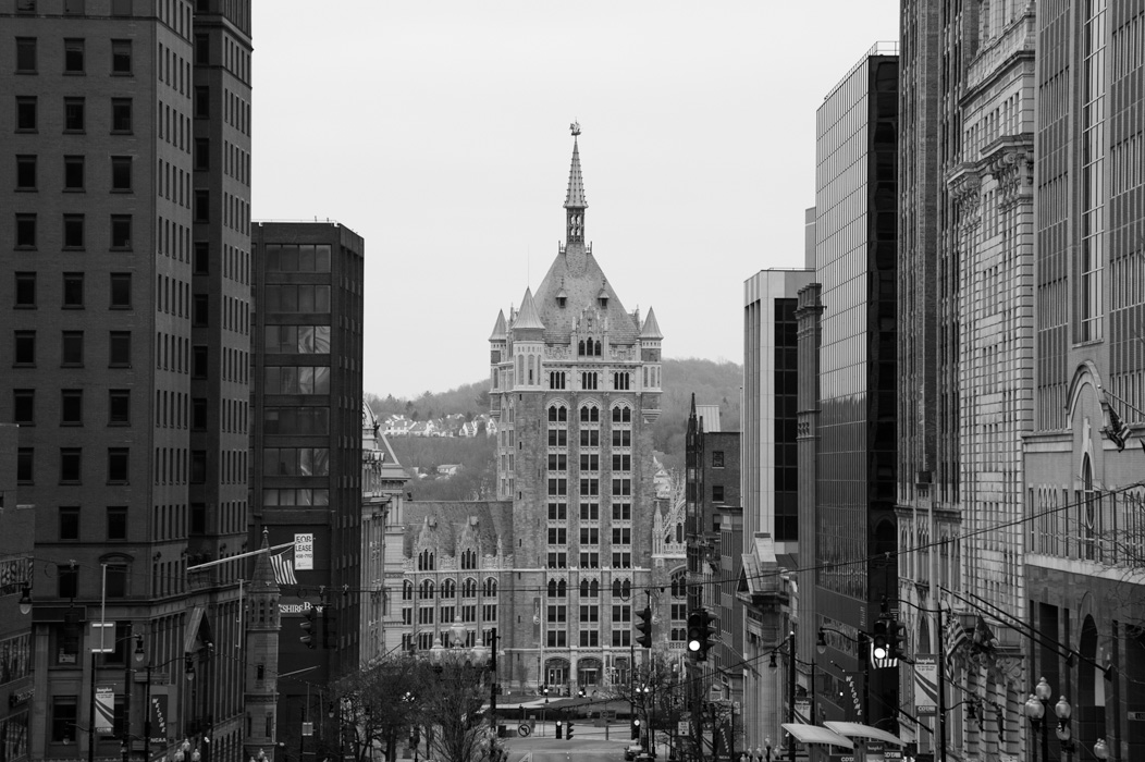 A view down State St Albany to the SUNY Administration Buildings