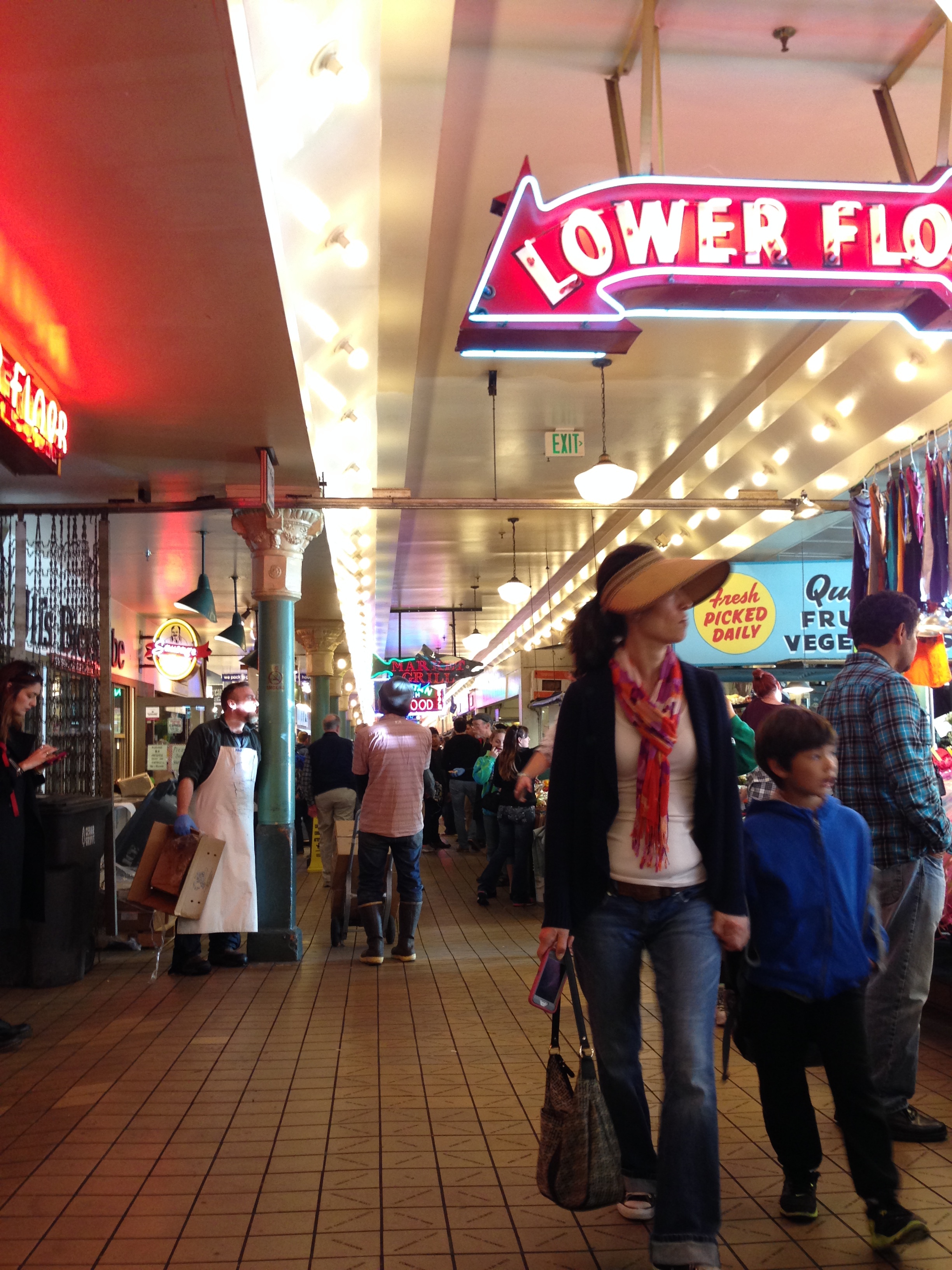 The bustling market at Pikes Place. (photo by Kathy)