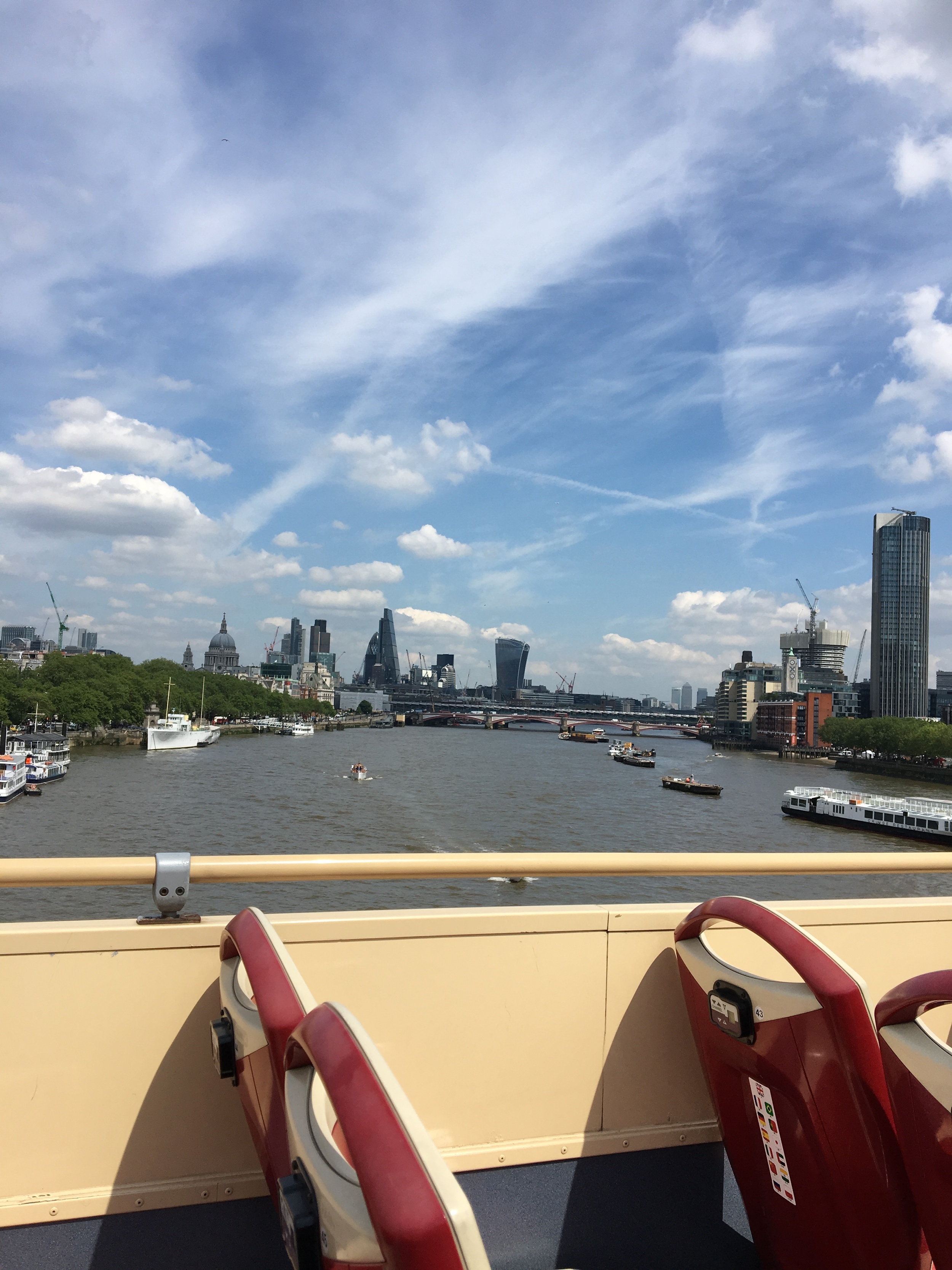 The open topped HOHO buses allow a clear view of the Thames. 