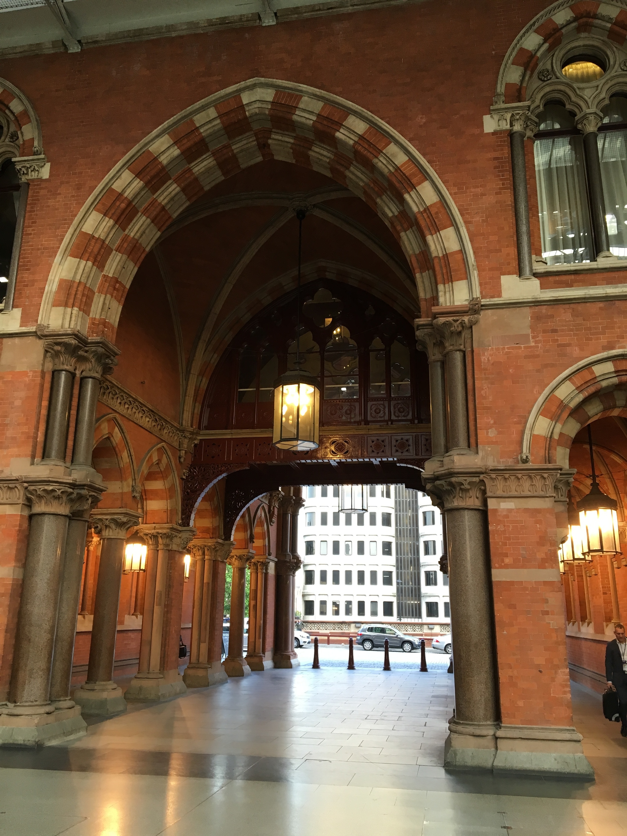 The dramatic entrance to the rail station and hotel lobby
