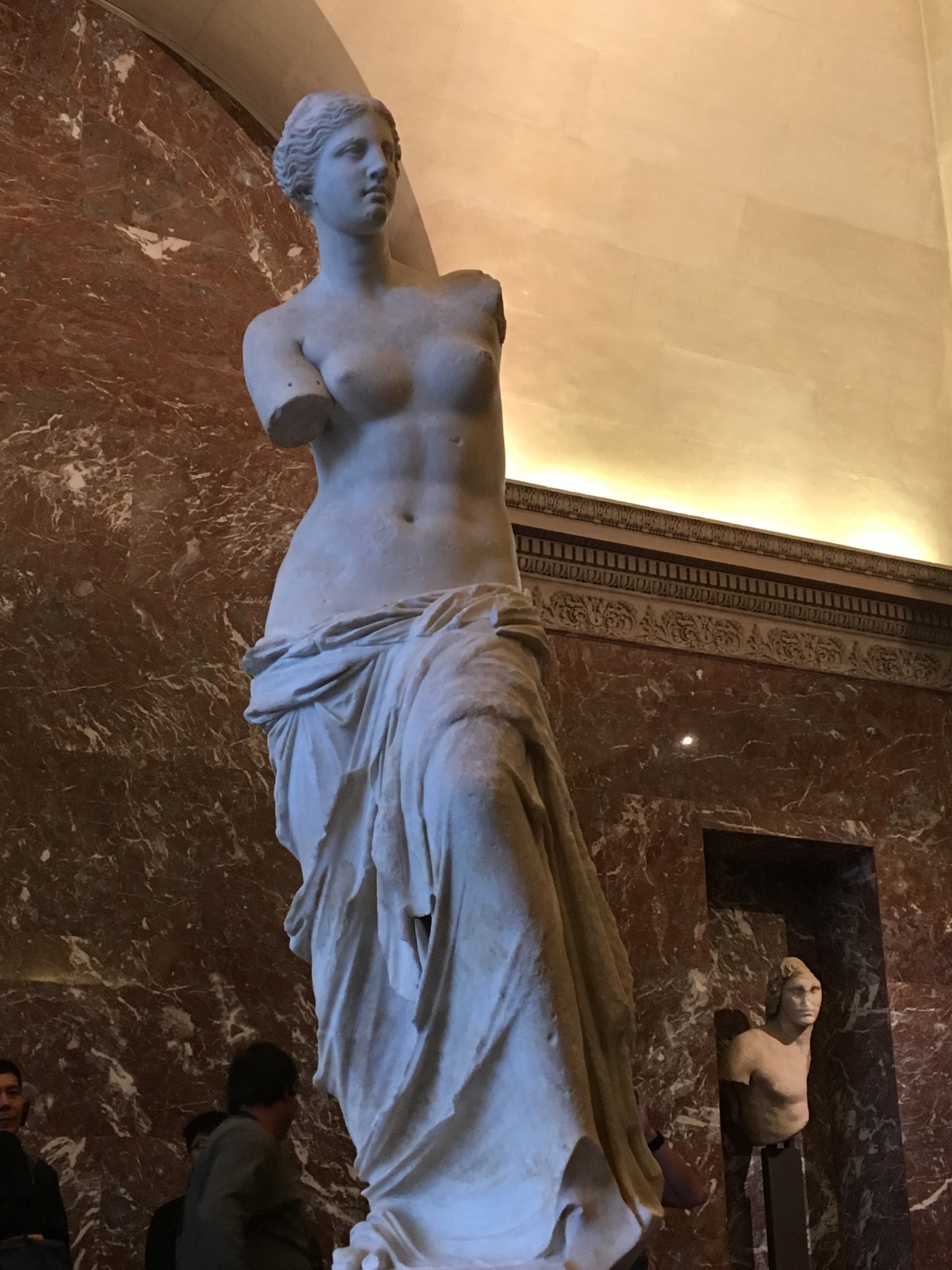 One of the starred attractions...Venus De Milo, 3rd-1st century before Common Era is an example of Greek marble sculpture, another version of Aphrodite, despite having a Roman name.