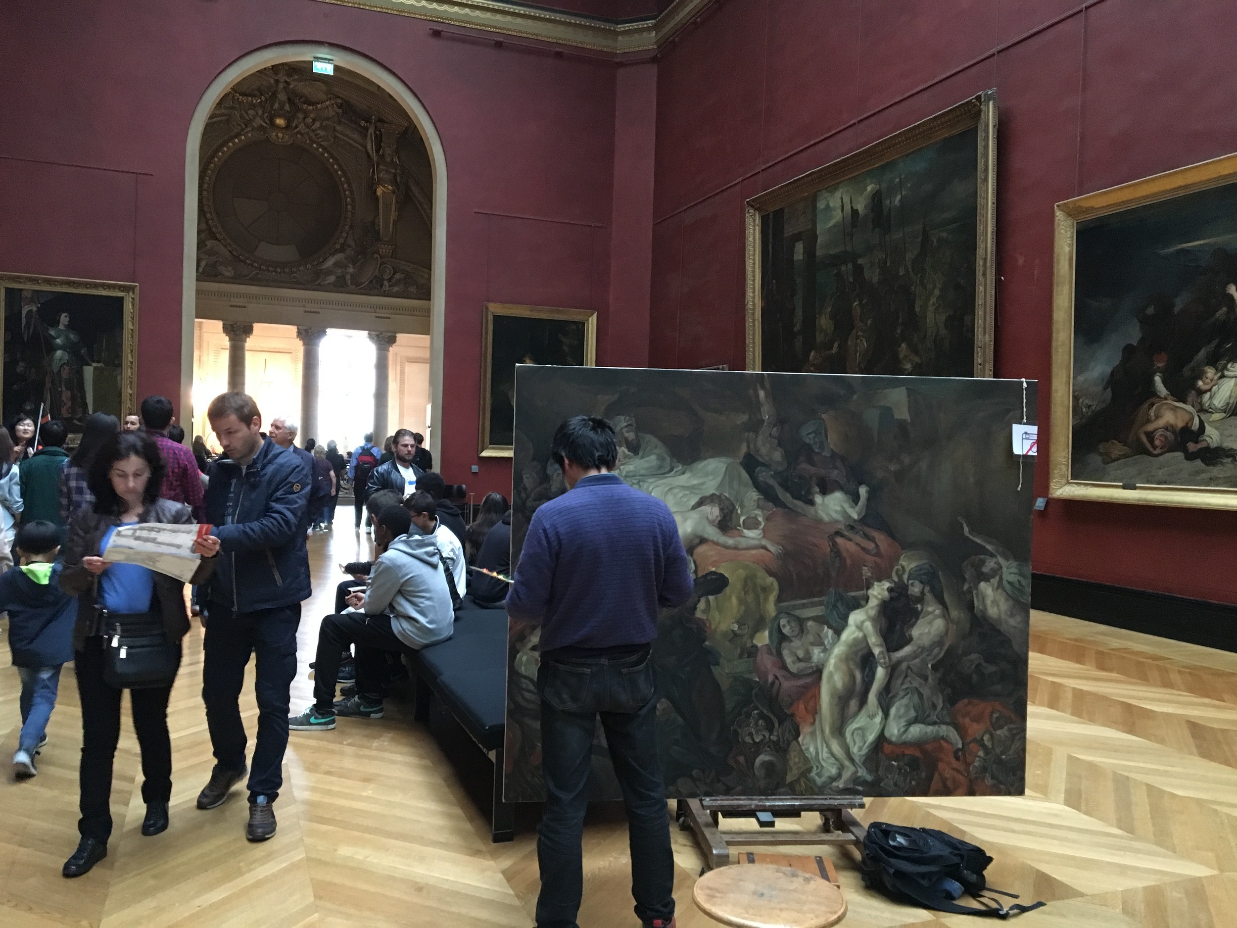 After the revolution, the Louvre became a place for artists to live and work, and the museum still allows artists to get a permit to work in the galleries. 