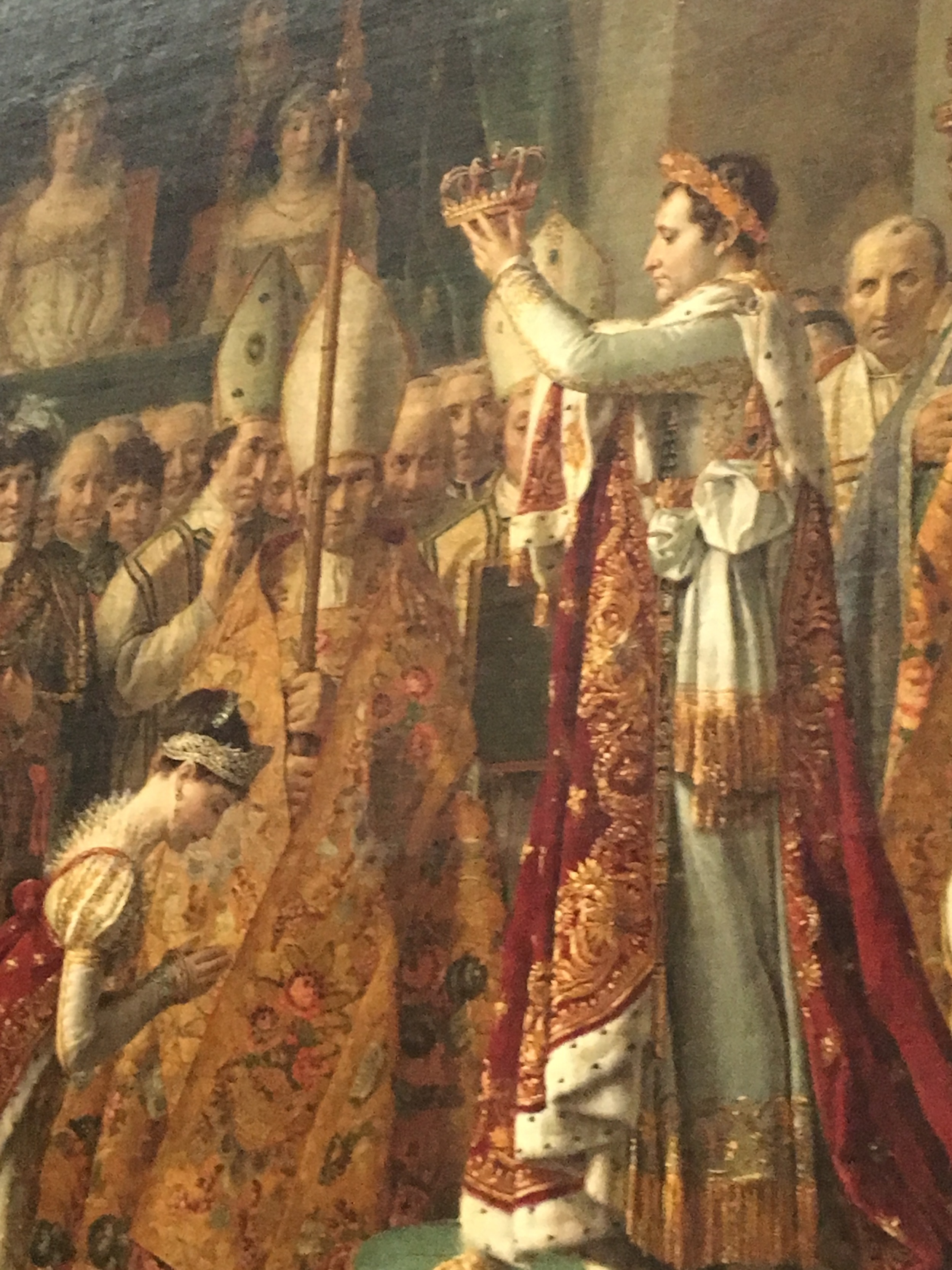 A detail from a painting by Jauques-Louis David another painting illustrating French history, this time when Napoleon crowned himself Emperor and Josephine Empress! 