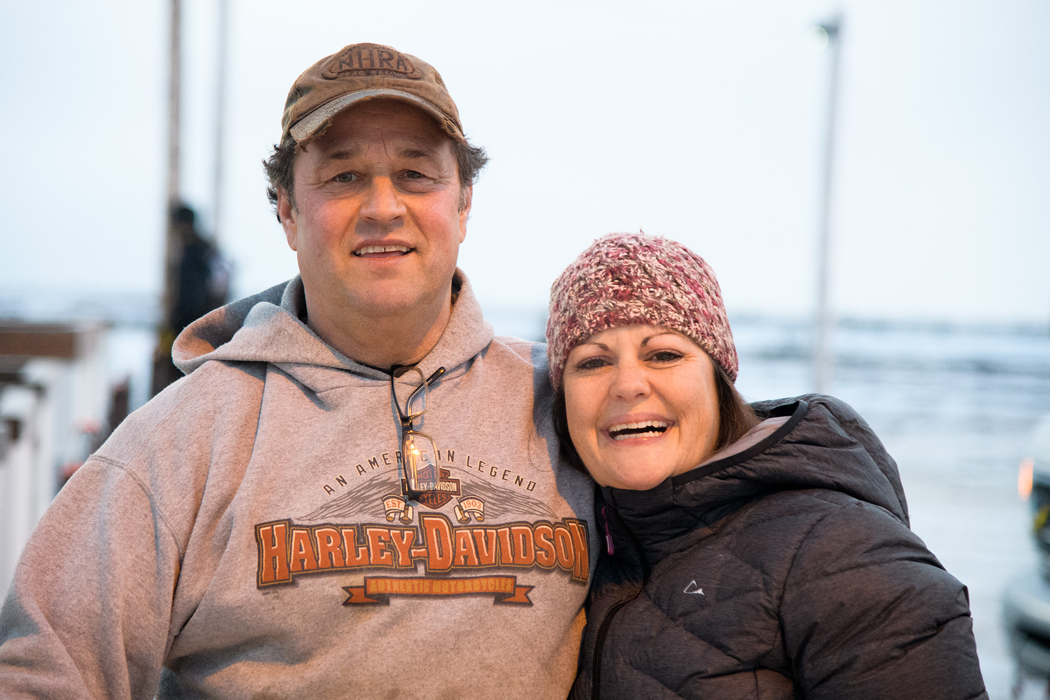 Our bus driver, Stephanie, poses with the man who invented and perfected the comfortable polar rover we used while out on safari on the tundra. 