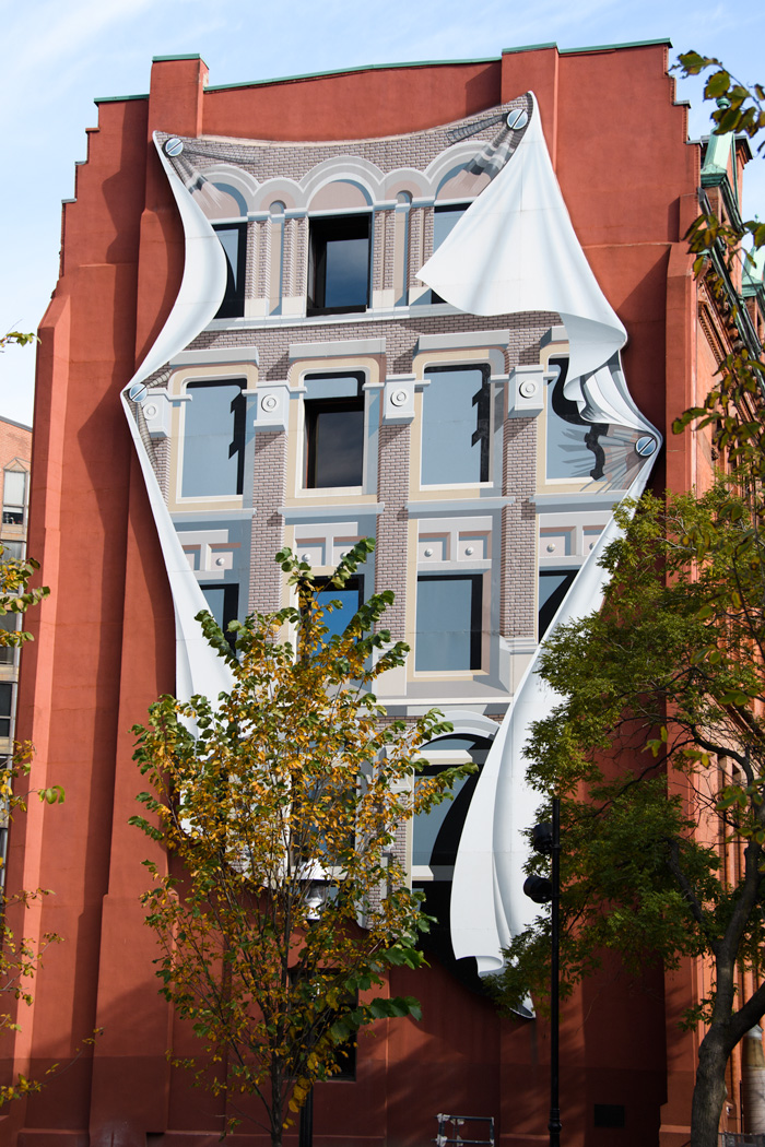 A tromp l'oeil on a building adjacent to one of the many pocket parks in Toronto
