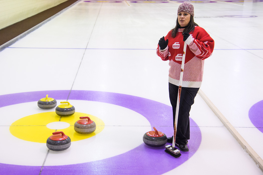 Our driver Stephanie explains the finer points of curling.