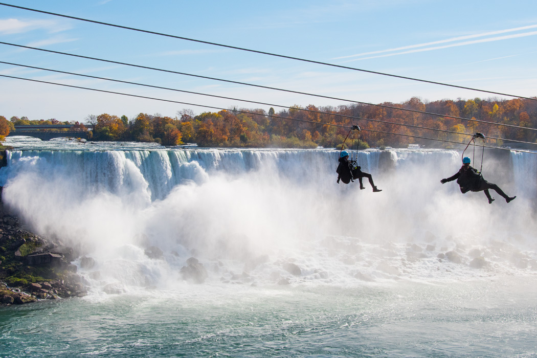 Ziplining across the Niagara Falls.