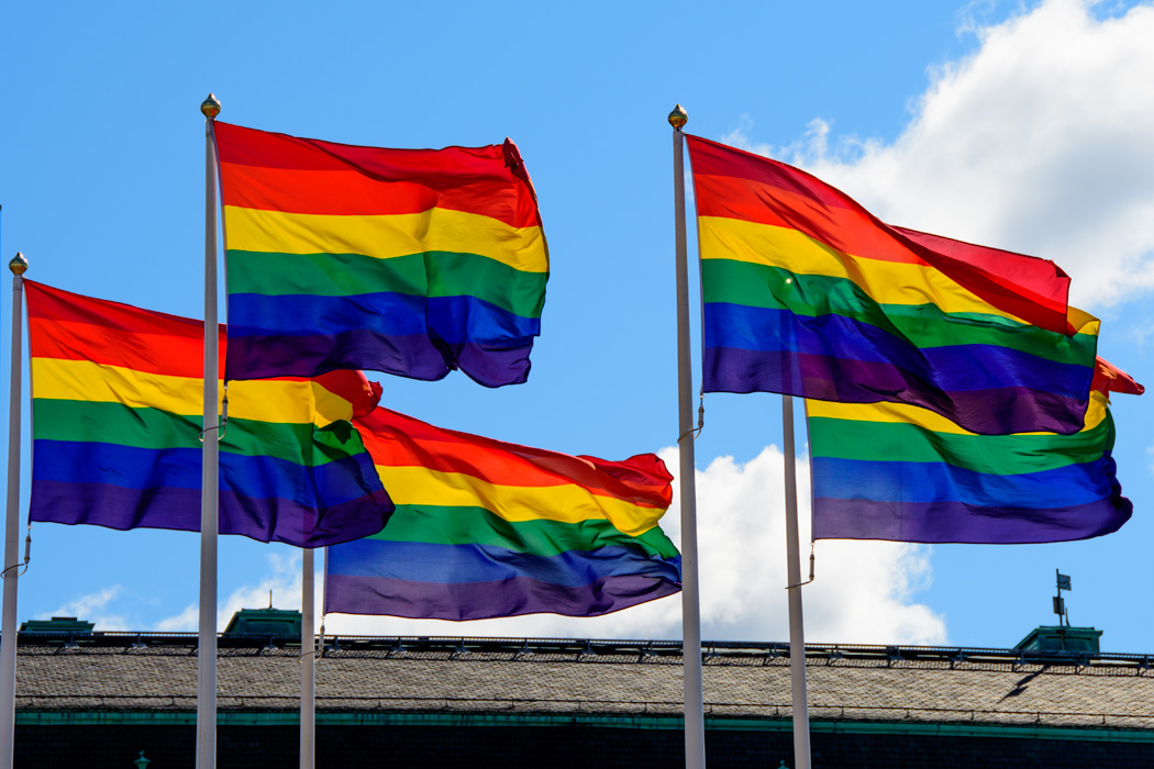 Pride flags flying for Pride Weekend