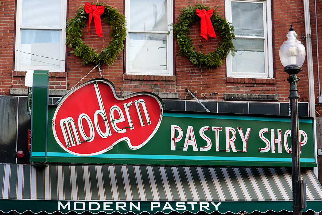 It's worth waiting in line with locals shopping for their holiday table to enjoy a Modern's lobster tail or cannoli in Boston's North End. 