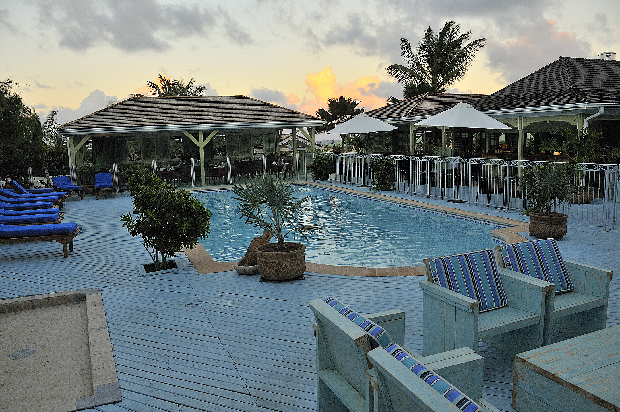 We won a free flight to St Martin, where we stayed at La Plantation- on our own nickel!