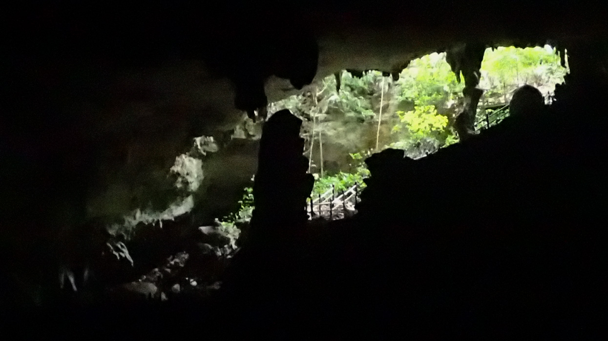 As we reached the end of the short cave, we floated out along the river for a while where we could see the jungle and birds in the area. 