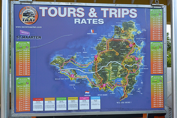 Taxis at the taxi stand will take you on a tour of the island in St Martin...the quality of your "guide" is hit or miss. 