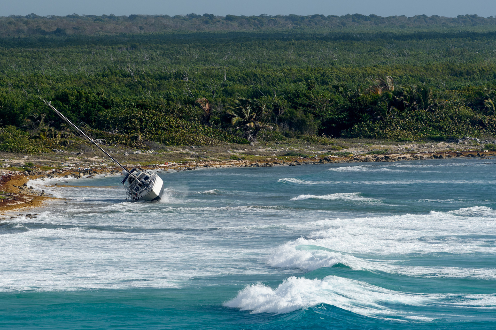 This wreck was already there, but it's clear how it could happen based on teh size of these waves!
