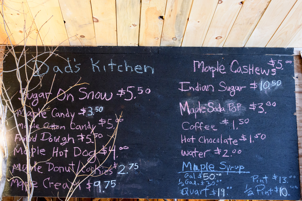 Sugar on Snow is a specialty; maple syrup on shaved ice with a maple donut on the side. 