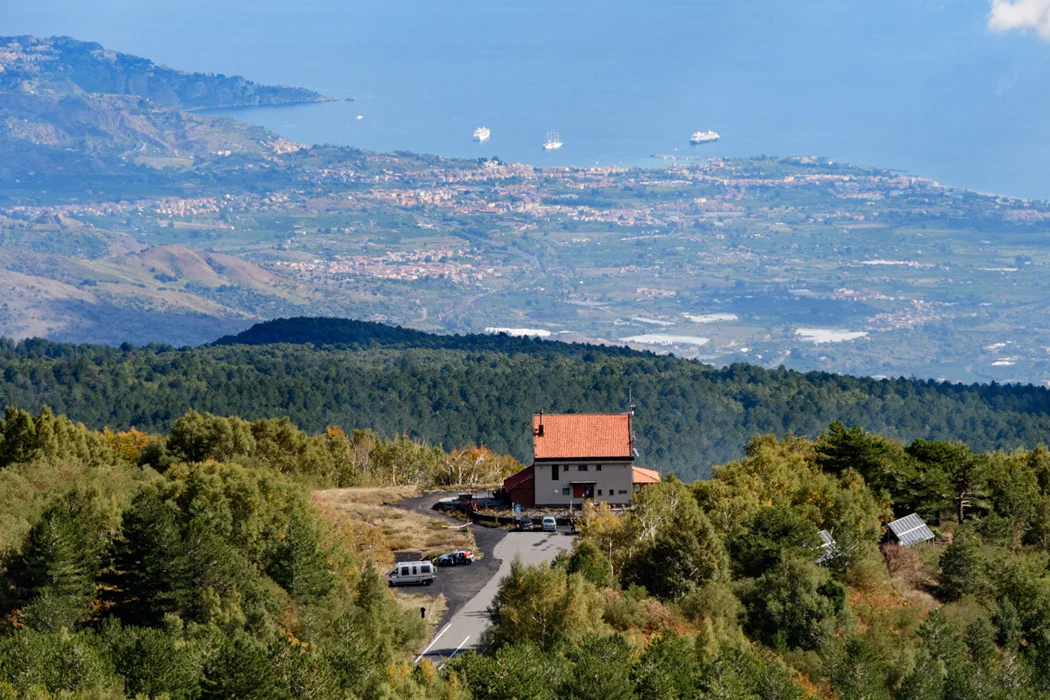 View of Rifgio Citelli, our starting point, from the mountain