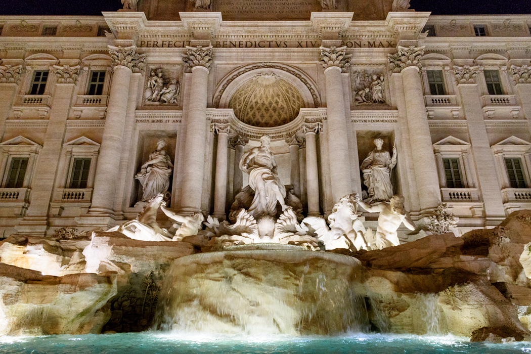 Trevi Fountain, another Baroque Bernini masterpiece...was more crowded than the Spanish Steps, but now you know how we got this photo! 