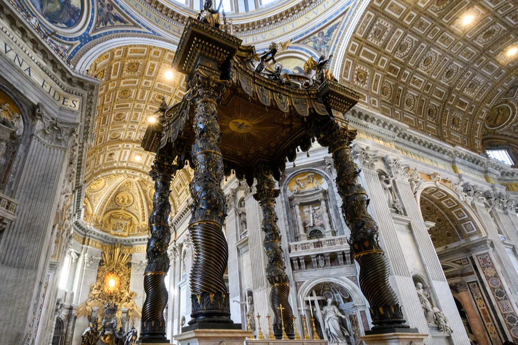St Peter's Basillca, with the baroque canopy by Bernini