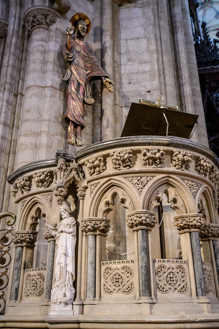 The Cathedral has been restored and added to over the centuries with a mix of old and modern art.
