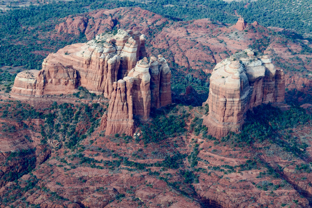 red rocks of Sedona (above) scenes from the flight north (below)