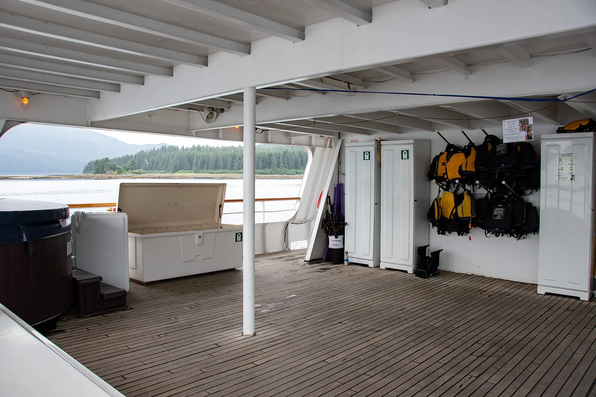 Aft 300, where staging for excursions and yoga classes were held.