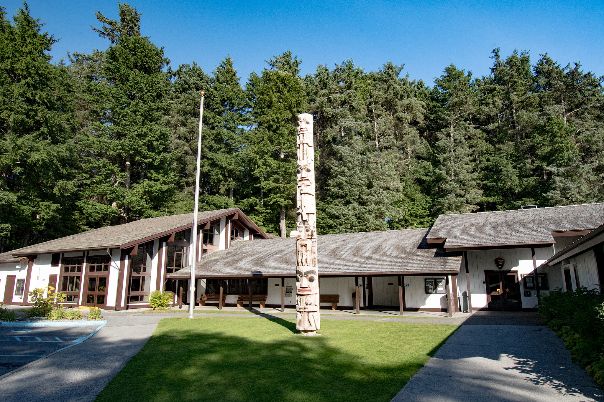 The visitor center features displays and films as well as studio space for working Tlingit artisits.