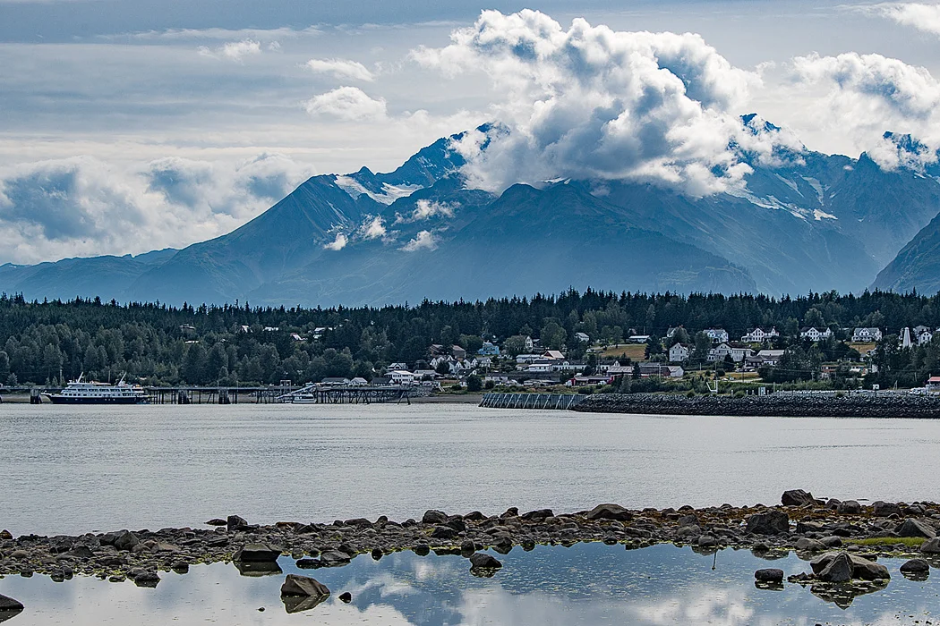 A view back to the cruise port and Fort Seward from a view point along Lutak Road