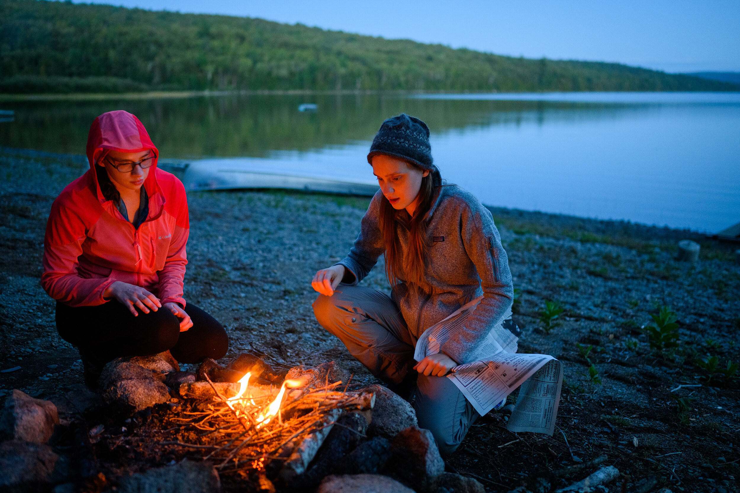 Campfire on the lakeshore