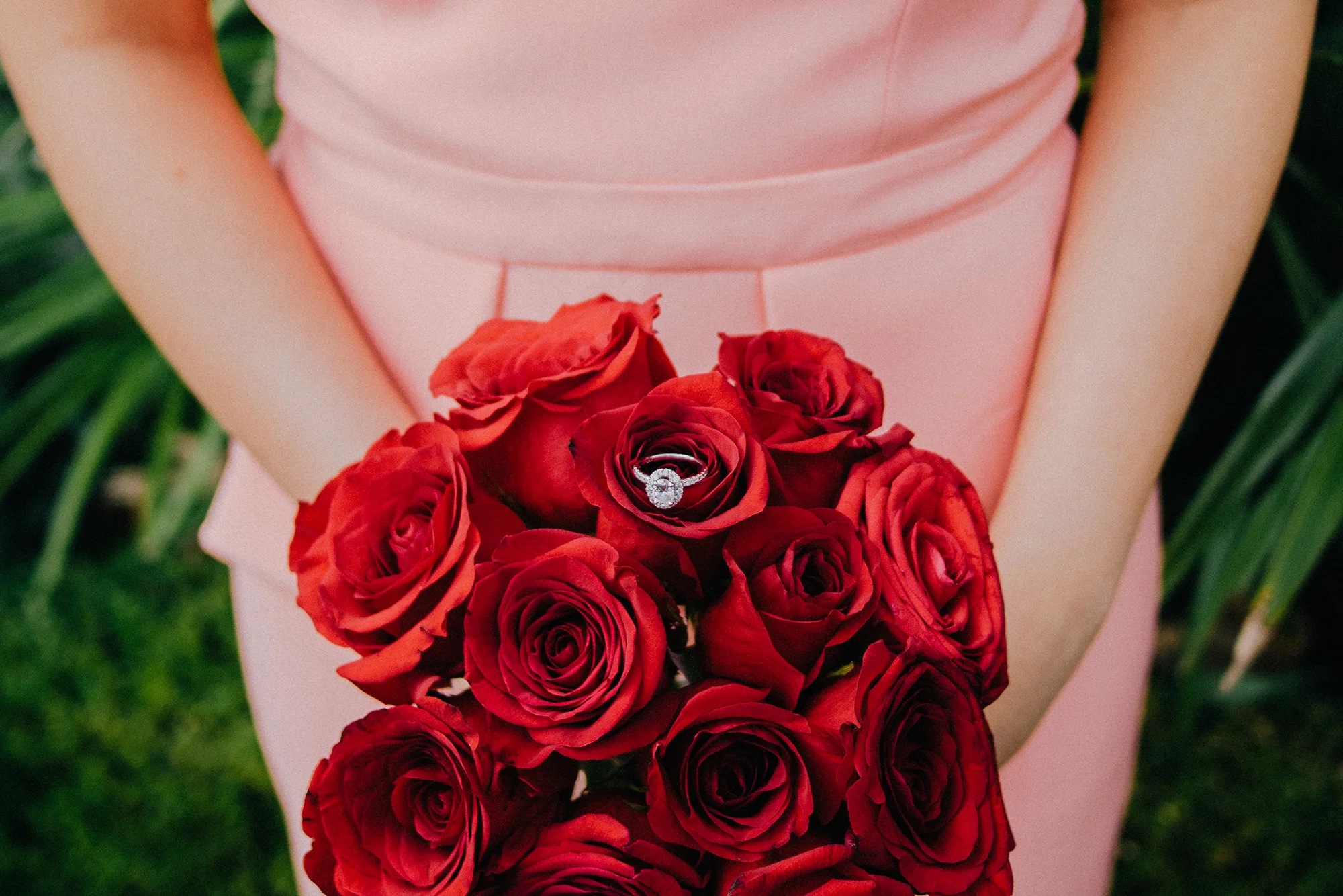 Chi's cute idea of putting her ring in the bouquet! 