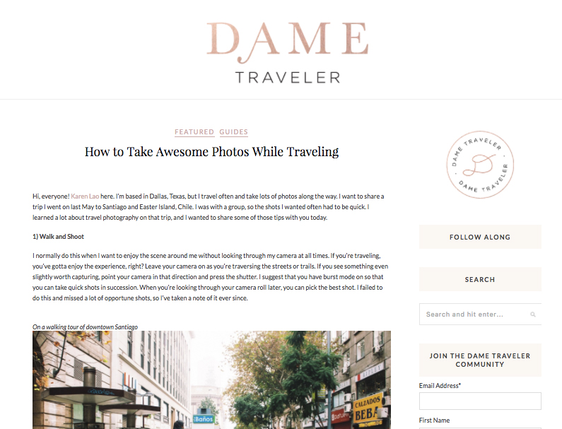 Dame Traveler: Travel Photo Tips