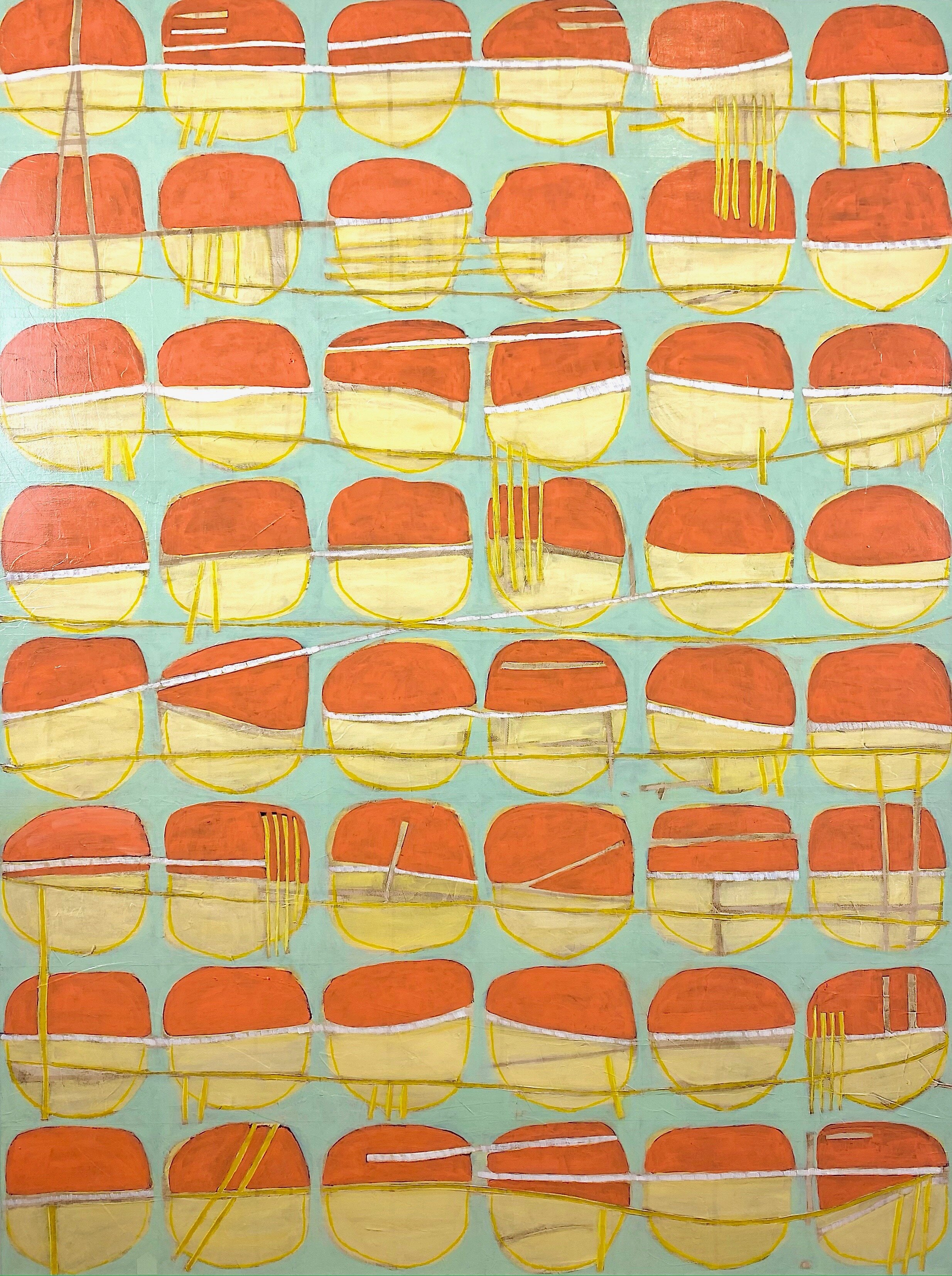Carrot Tops | 48x36 | Acrylic & Persian tea on canvas